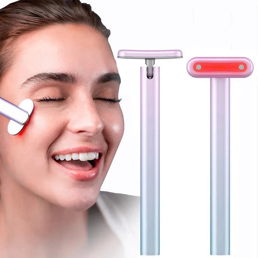 Masajeador varita Facial 4 en 1 LED terapia de luz roja | Rodillo masajeador facial de microcorriente, masajeador facial 4D