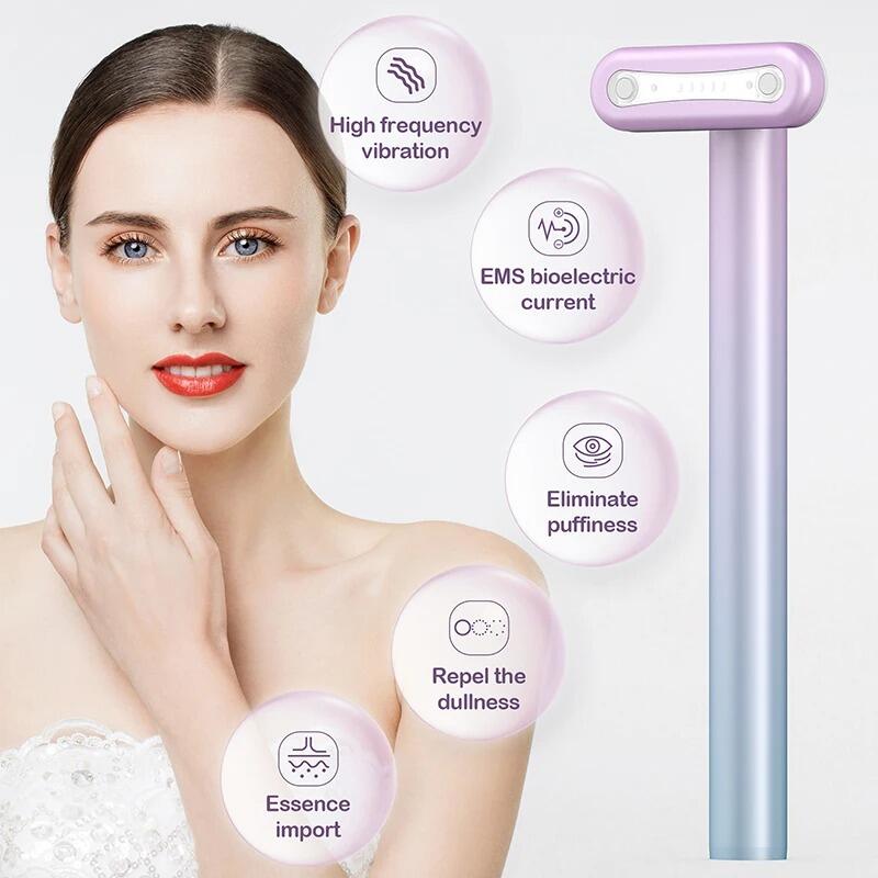 Masajeador varita Facial 4 en 1 LED terapia de luz roja | Rodillo masajeador facial de microcorriente, masajeador facial 4D